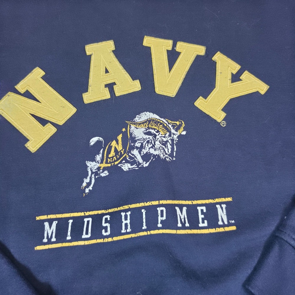 Champion US Navy Midshipmen Sweatshirt Mens L Blue Excellent Graphic Crewneck - Picture 2 of 5